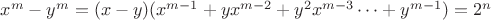 $x^m-y^m=(x-y)(x^{m-1}+yx^{m-2}+y^2x^{m-3}\cdots+y^{m-1})=2^n$