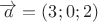 $\overrightarrow a=(3;0;2)$