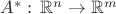 $A^*:\,\mathbb{R}^n\to\mathbb{R}^m$