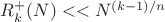 $R_k^{+}(N) << N^{(k-1)/n}$