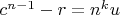 $c^{n-1}-r=n^ku$