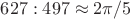 $627:497 \approx 2\pi/5$