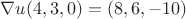 $\nabla u (4,3,0) = (8,6,-10)$