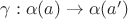 $\gamma:\alpha(a)\to \alpha(a')$