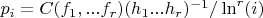 $p_i=C(f_1,...f_{r})(h_1...h_r)^{-1}/\ln^r(i)$