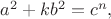 $a^2 + k b^2 = c^n,$