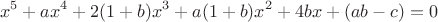 $$x^5+ax^4+2(1+b)x^3+a(1+b)x^2+4bx+(ab-c)=0$$