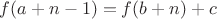 $f(a+n-1)=f(b+n)+c$