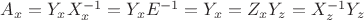 $A_x=Y_x X_x^{-1}=Y_x E^{-1}=Y_x=Z_x Y_z=X_z^{-1} Y_z$