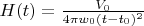 $H(t)=\frac{V_0}{4\pi w_0(t-t_0)^2}$