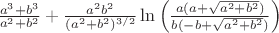 $\frac{a^3 + b^3}{a^2+b^2} + \frac{a^2b^2}{(a^2+b^2)^{3/2}}\ln\left(\frac{a(a+\sqrt{a^2+b^2})}{b(-b+\sqrt{a^2+b^2})}\right)$