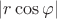 $|r\cos\varphi|$
