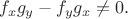 $$f_x g_y-f_y g_x\neq 0.$$