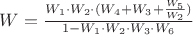 $W=\frac{W_1\cdot W_2\cdot (W_4+W_3+\frac{W_5}{W_2})} {1-W_1\cdot W_2\cdot W_3\cdot W_6}$