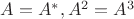 $A=A^*, A^2=A^3$