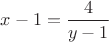 $x-1=\dfrac{4}{y-1}$