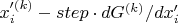 $x'^{(k)}_i -step \cdot dG^{(k)}/dx'_i$