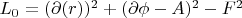 $L_0=(\partial( r))^2+(\partial \phi-A)^2 - F^2$
