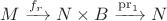 $M \xrightarrow{f_r} N\times B \xrightarrow{\mathrm{pr}_1} N$