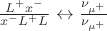 $\frac{L^+x^-}{x^-L^+L} \leftrightarrow \frac{\nu_{\mu^+}}{\nu_{\mu^+}}$
