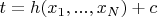$t=h(x_1,...,x_N)+c$