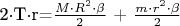2$\cdot$T$\cdot$r=$\frac{M \cdot R^2 \cdot \beta}{2}$ + $\frac{m \cdot r^2 \cdot \beta}{2}$
