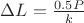 \Delta L=\frac {0.5P} {k}