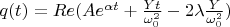 $ q(t) = Re(A e^{\alpha t} + \frac{Yt}{\omega_0^{2}}  - 2 \lambda \frac{Y}{\omega_0^2})$