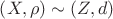 $\[\left( {X,\rho } \right) \sim \left( {Z,d} \right)\]
$