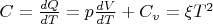 $C=\frac{dQ}{dT}=p\frac{dV}{dT}+C_v=\xi T^2$