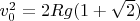 $v_0^2=2Rg(1+\sqrt{2})$