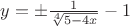 $y=\pm\frac 1{\sqrt[4]{5-4x}}-1$