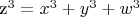 z^3=x^3+y^3+w^3