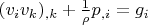 $(v_i v_k)_{,k}+\frac 1{\rho}p_{,i}=g_i$