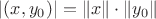 $|(x,y_0)| = \|x\| \cdot \|y_0\|$