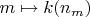 $m \mapsto k(n_m)$