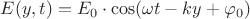 $E(y,t) = E_0\cdot\cos(\omega t-ky+\varphi_0)$