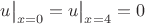 $u\big|_{x=0}=u\big|_{x=4}=0$