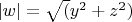 $ |w| = \sqrt(y^2 + z^2) $