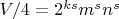 $V/4=2^{ks}m^sn^s$
