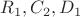 $R_1, C_2, D_1$