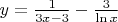 $y=\frac{1}{3x-3}-\frac{3}{\ln x}$