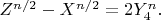 $Z^{n/2}-X^{n/2}=2Y_4^n.$