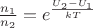$\frac{n_1}{n_2}=e^{\frac{U_2-U_1}{kT}}$