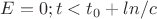 $E=0; t<t_0+ln/c$