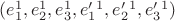 $(e_1^1,e_2^1,e_3^1,e'_1^1,e'_2^1,e'_3^1)$