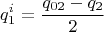 $$q_1^i=\frac {q_{02}-q_2}{2}$$