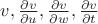 $v,\frac{\partial v}{\partial u}, \frac{\partial v}{\partial w}, \frac{\partial v}{\partial t}$