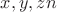 $ x, y, z и n$
