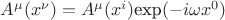 $A^{\mu}(x^{\nu})=A^{\mu}(x^{i})\hbox{exp}(-i\omega x^0)$